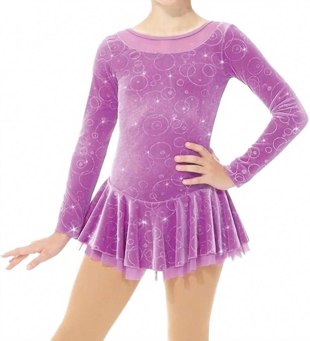NEW MONDOR velvet bubbles long sleeve skate dress in lavender